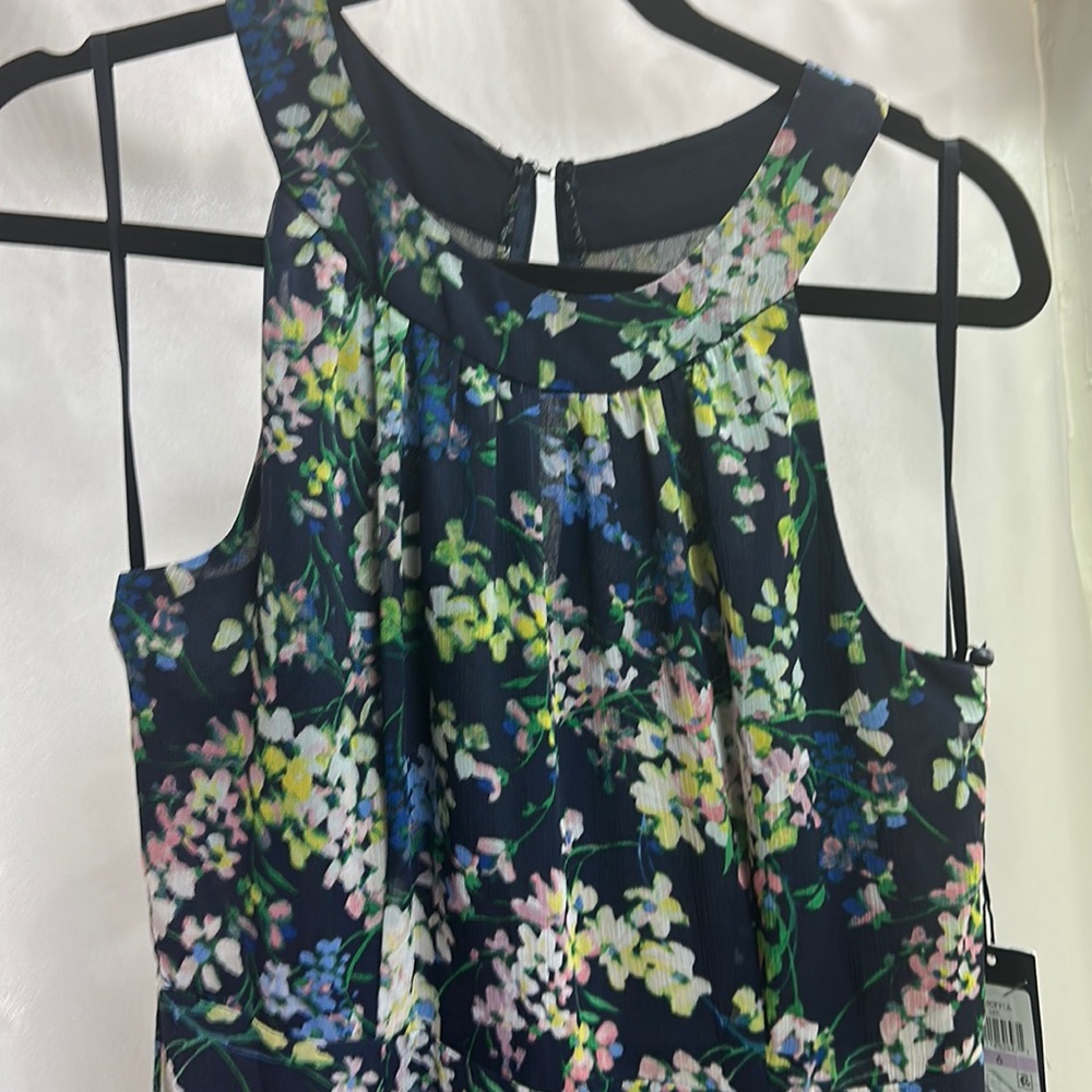 NWT Tommy Hillfiger Navy Floral Chiffon Dress - 6
